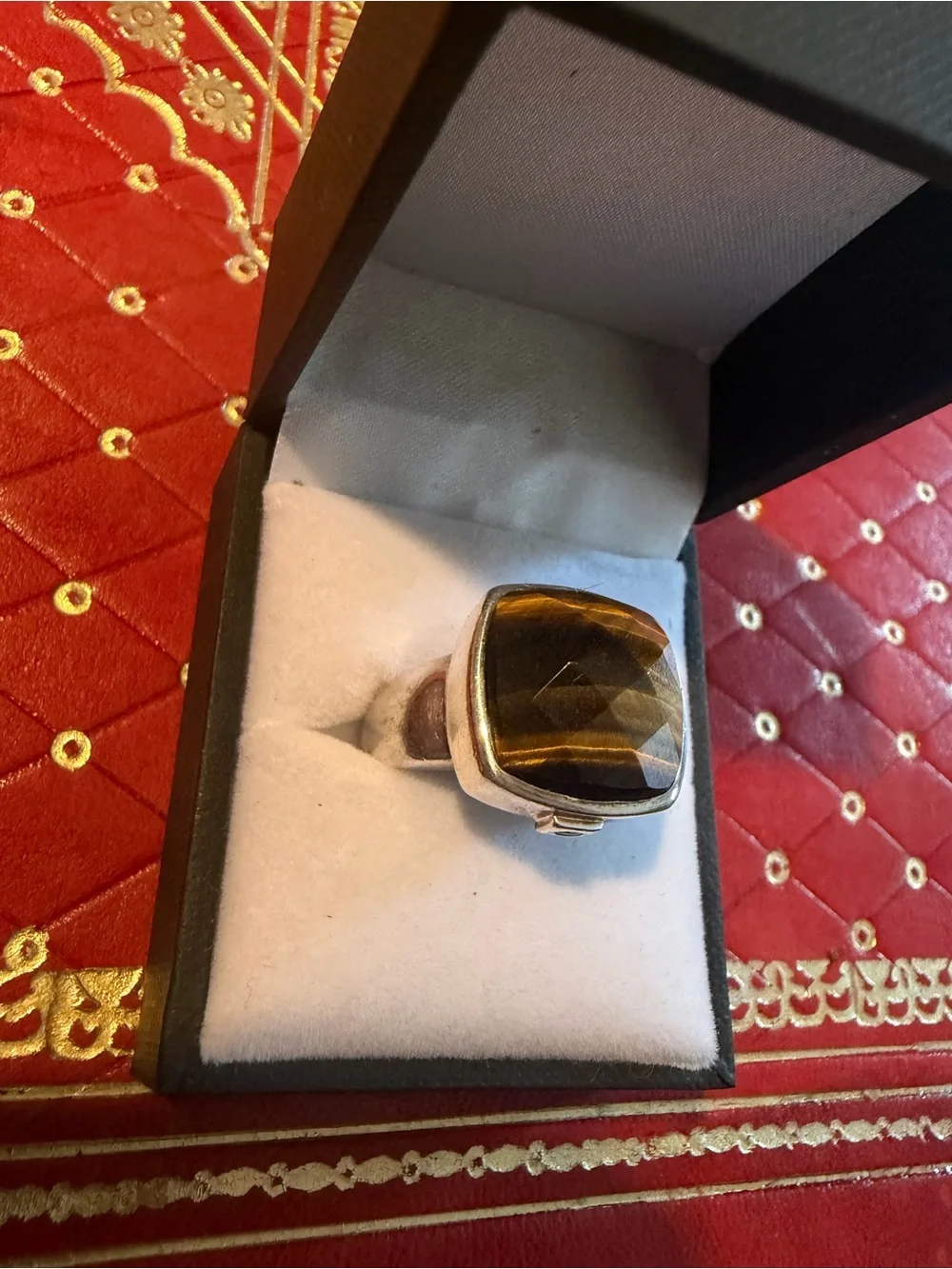 925 Silver Faceted Tiger Eye Ring
